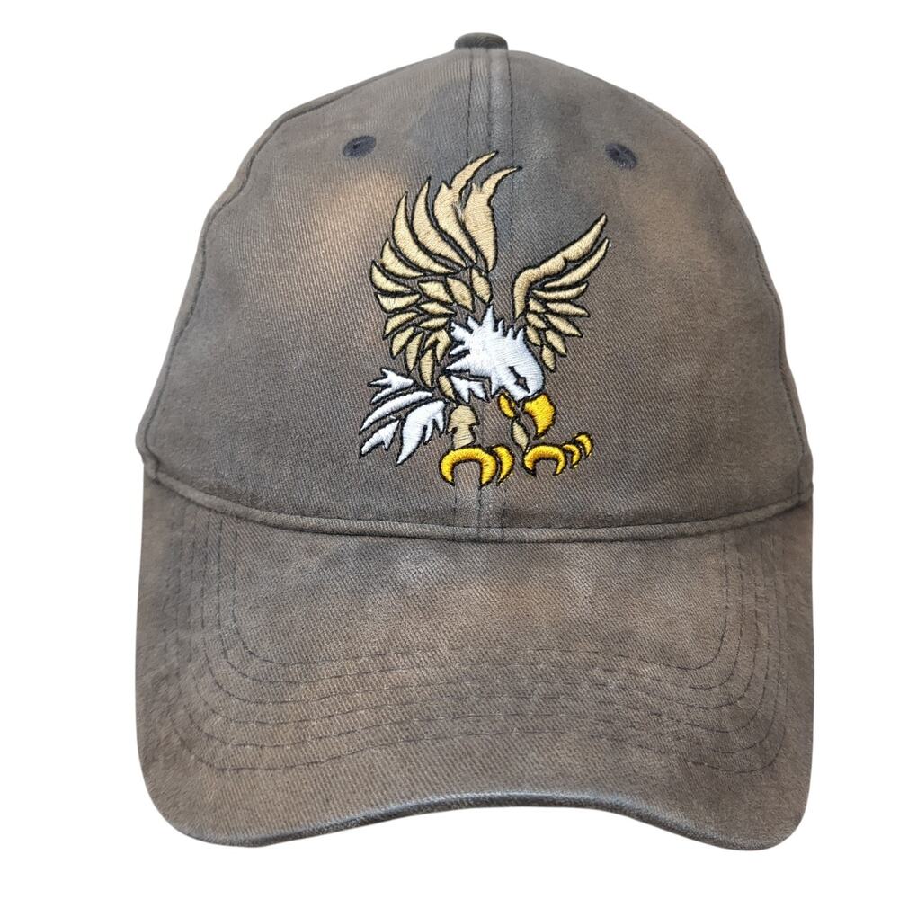 Eagle Strapback Baseball Cap Gray One Size Adjustable Embroidered Shasta Wear